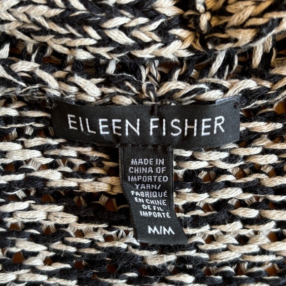 Eileen Fisher M 100% organic cotton net open front cardigan work sweater - Picture 3 of 8